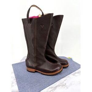 Jim Barnier Anthropologie Brown Leather Calf Boots Sz 6 Lug Sole Pull On